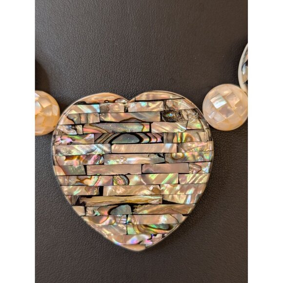 Jay King DRT MOP & Abalone Heart Reversible Necklace 925 Closure Matching Watch - Picture 5 of 16